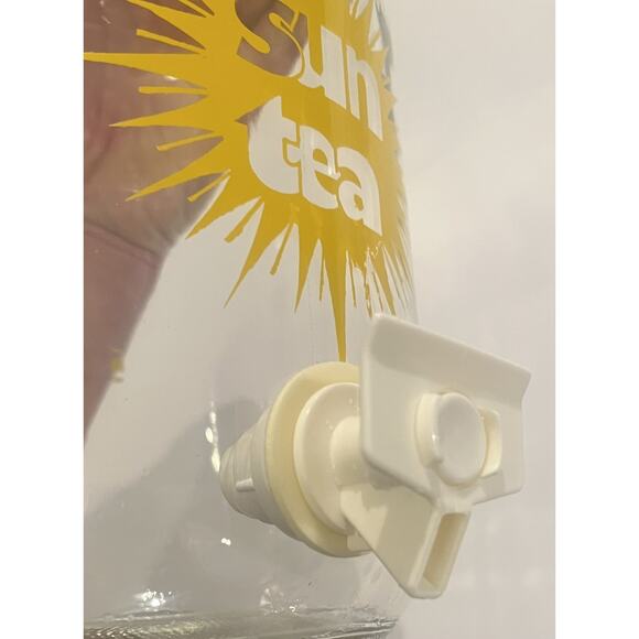 VTG EXCELLENT Sun Tea Glass Jar Yellow Sunburst J.M Werling 1 Gallon With Lid - Picture 7 of 7